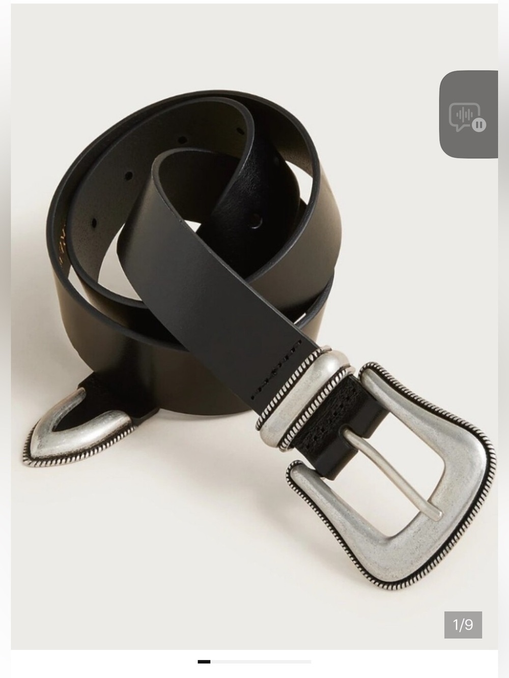 J. Crew Western buckle belt in Italian leather - Silver Buckle black leather
